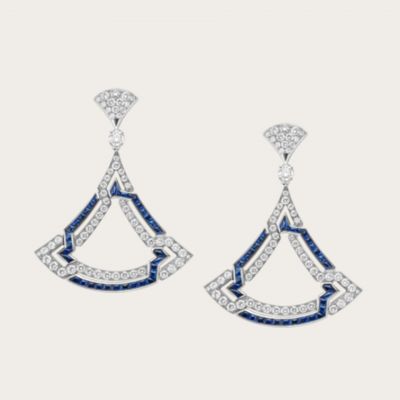 Bvlgari Divas' Dream Crystals Sapphires Hollow Skirt Drop Earrings 925 Silver Banquet Women Fine Jewelry 261839