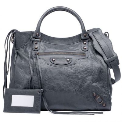 2017 Womens Balenciaga Leather Tassel Slim Handle Classic Velo Fashion Crossbody Bag Anthracite 