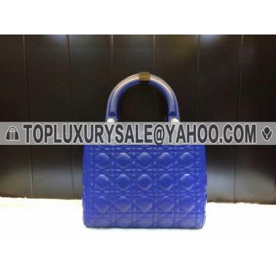 Fake High End Dior Lady Leather Cannage Tote Bag C D Logo Round Zip Puller Blue 