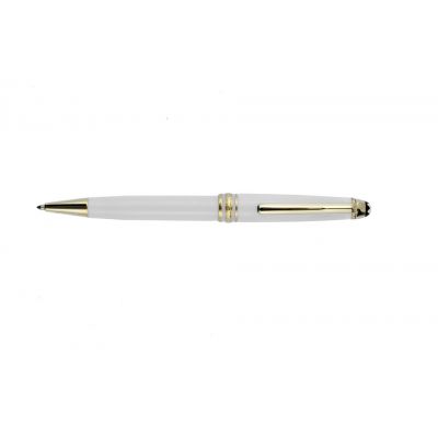 Mont Blanc Meisterstuck White Lacquer & Gold-Plated Ballpoint Pen For Sale Uk MT086