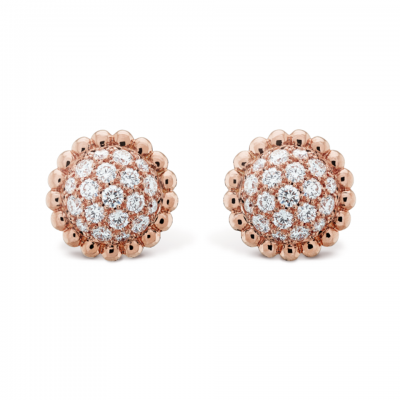 Van Cleef & Arpels Perlee Diamants Earstuds Pink Gold Diamonds Fine Jewellery VCARO9PH00