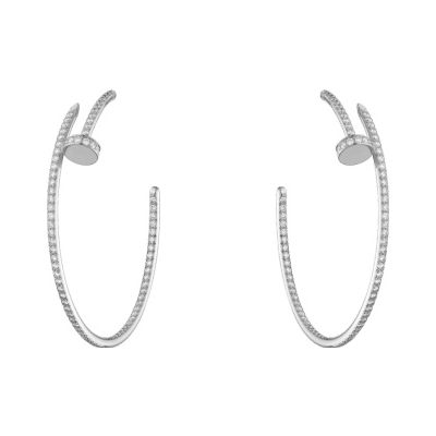 Luxury Cartier Juste Un Clou Nail Motif 18K White Gold/Rose Gold Diamonds Hoop Earrings For Ladies N8515008 / N8515009