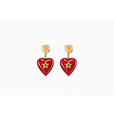 New Christian Dior Dioramour Red Heart Shape Star Brass Earrings Replication Cheap Price E0934DMRLQ_D911