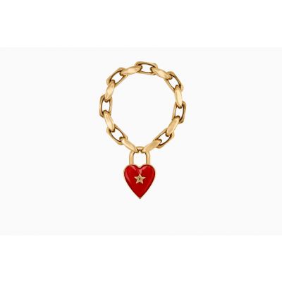 Stylish Replica Dior Dioramour Red Heart-shaped Pendent Lock Chain Bracelet Celebrity Style Reasonable Price B0628DMRLQ_D911