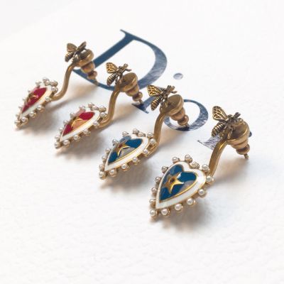 Red/Blue Christian Dior Brass Earrings CDJW035