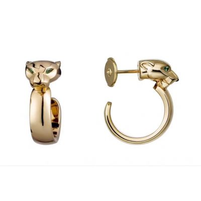 Cartier Panthère de Cartier Emeralds Eyes Classic Classic Wide Circle Pendant Female Earrings Silver/Yellow Gold/Rose Gold B8301205