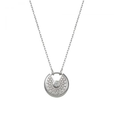 Amulette de Cartier Diamonds Necklace Replica With Chain B3047600 Pink/White Gold Colors