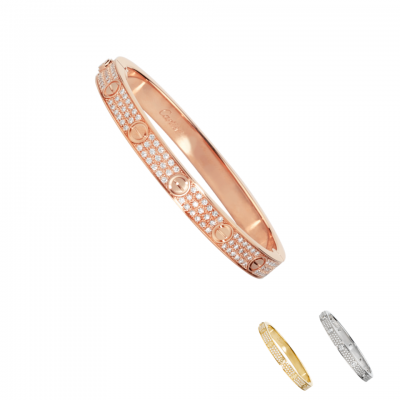 Cartier Love Diamonds Iconic Bracelet Handmade Cheap Replica N6033602 White/Pink/Yellow Gold Retail Price 