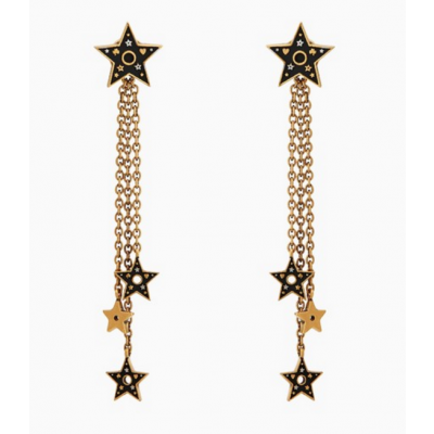 Christian Dior Or Women's Drop Tassel Earrings Black Lacquer Metal Star Charm Retro UK 2018 E0825DORLQ_D910