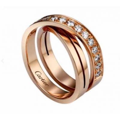 Clone Etincelle De Cartier 18K Rose Gold Cross Hoop Pave Diamond Design Couple Ring High End Jewelry B4095700