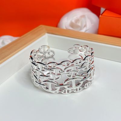 Hot Selling Hermes Chaine D'Ancre Women Enchaine Anchor Chain  Bangle Wide Cutwork Bracelet Silver/Yellow Gold/Rose Gold