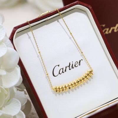 Replica Clash De Cartier Women'S Triangle & Square Studs Ribbed Mesh Curved Pendant Small Necklace 18K Silver/Rose/Gold Jewelry B7224744