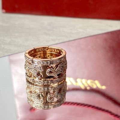 Replica Cartier PanthèRe & Maillon Unisex Cutout Arrangement Diamond Trim Cheetah Embellished Luxury Ring