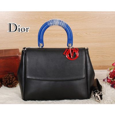 Blue Top Handle Dior "Be Dior" Ladies Black Calfskin Tote Bag Red D.I.O.R Charm 