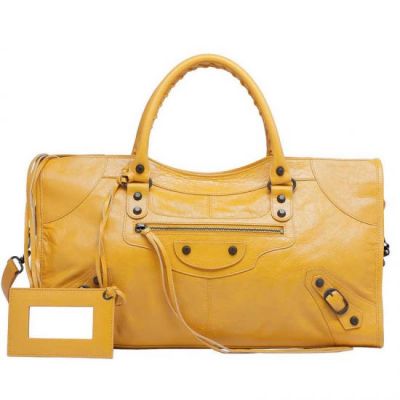 Long Balenciaga Part Time Mangue Ladies 43CM Leather Tassel Aged Brass Studs Tote Bag Buckle Trimming 
