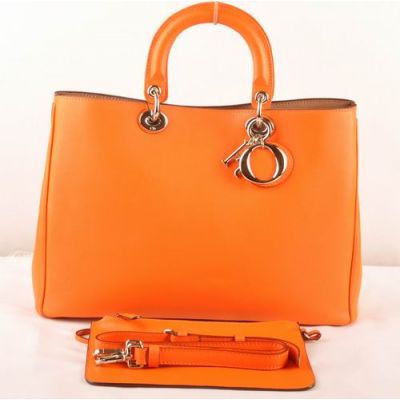 Women's Dior "Diorissimo" Jumbo Bag Orange Original Leather Gold Plated Hardware For Sale Online 