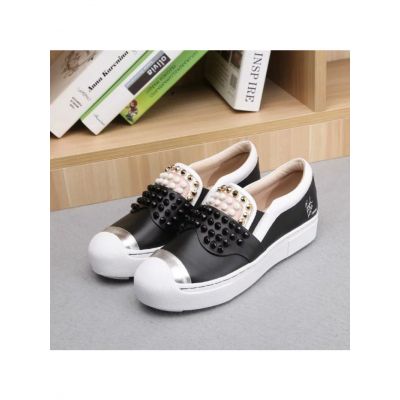 Most Fashion Fendi White Rubber CP Toe Ladies Black Slip-on Multicolor Studs Loafers 8E60216VQF01CP