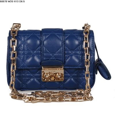 2017 New Miss Dior Navy Lambskin Flap Cannage Quilted Shoulder Bag Golden Hardware Chain Strap 