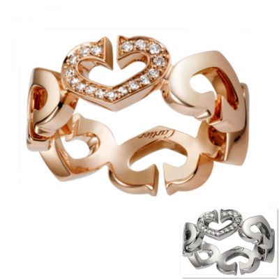 Cartier C Hearts And Symbols Ring Replica B4047400 White/Purple Diamonds Discounted