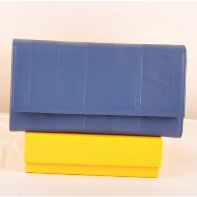 Long Fendi Many Card Slots Blue Soft Calfskin Leather Flap Wallet For Ladies Online 