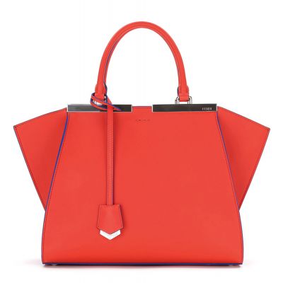 Imitation Fendi Trois-Jours Petite Bicolor Top Handle Expandable Gusset Womens Shoulder Bag Red-Blue