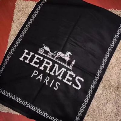Hermes Cashmere Black Wraps Scarves Logo Cozy Stylish Women Valentine Gift Sale Online Canada