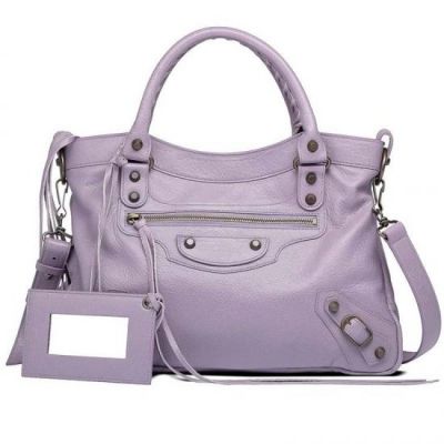 Light Purple Balenciaga Classic Town Ladies Top Handle Zipper Pocket Aged Brass Studs Handbag 2017 Price 