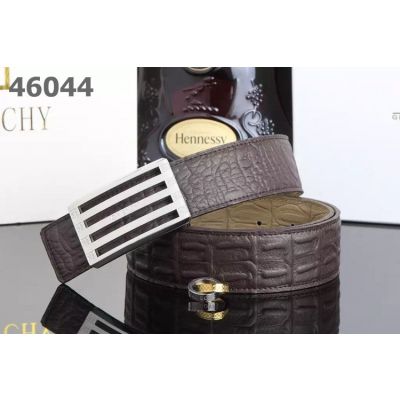 Givenchy Simple Plaque Pin Buckle Fashion Croco Embossed Leather Reversible Belt For Mens Black/Coffee/Navy