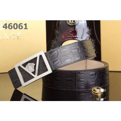Versace High End Black/Brown Croco Embossed Leather 38mm Mens Belt With Fashion Logo Pin Buckle Replica