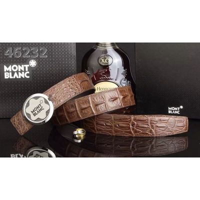 Montblanc Fiber & Stainless Steel Round Pin Buckle Multicolor Croco Embossed Leather Mens Fashion Belt Replica