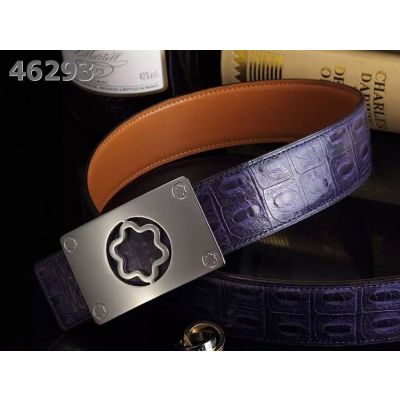 Good Price MontBlanc Flower Sculpt Pin Buckle Croco Embossed Leather & Smooth Leather Reversible Belt For Mens