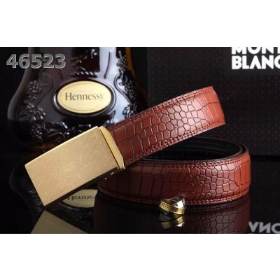 Montblanc Fire Cracks Embossed Leather Strap Logo Embossed Plaque Automatic Buckle Male Multicolor Business Belt 