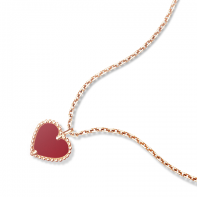 Van Cleef & Arpels Sweet Alhambra Heart Carnelian Necklace Replica UK Sale VCARN59N00  
