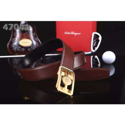Imitation MontBlanc Bi-color Litchi Leather Guy Business Belt With Logo Embossed Automatic Buckle Black/Burgundy