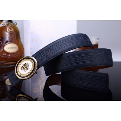 Top Sale Versace Logo Embossed Leather Mens Clone Leisure Belt With Medusa Pin Buckle UK