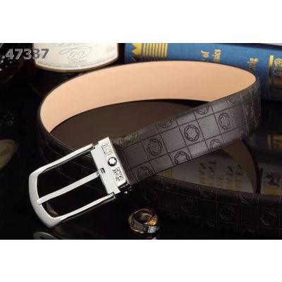 Good Reviews Montblanc Logo Embossed Leather Strap Guy Single Tongue Pin Buckle Fashion Belt Online 
