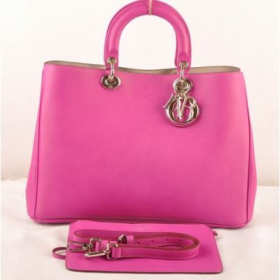 Jumbo Oversized Dior "Diorissimo" Ladies Peach Original Leather Tote Bag With Side Snap Buttons 
