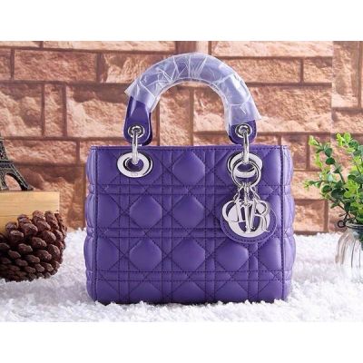 Hot Selling Silver Pendant Dior Lady Top Handle Purple Leather Cannage Lambskin Totes Bag Mini 