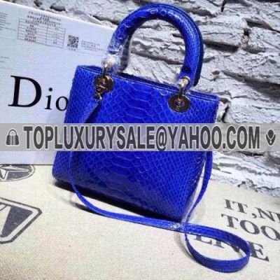 Fake Dior Blue Crocodile Top Handle "Lady Dior" Shoulder Bag Tote 