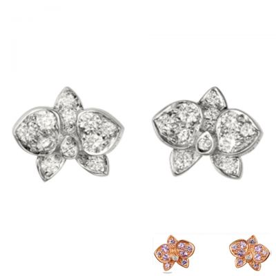 Caresse d'Orchidees par Cartier Diamonds Flower Earrings Replica B8043800 UK Sale