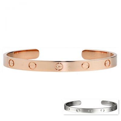 Cartier Love Cuff Bracelet B6032617 White/Pink Gold Plated Open Design Screw Motif Canada
