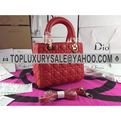 Designer Lady Dior M0535ONMJ M40R Adjustable Shoulder Strap Red Soft Leather Cannage Default Tote Top Handle 