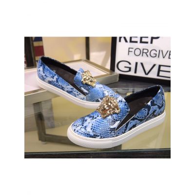 Versace Palazzo Large Medusa Adornment Ladies Fashion Python Leather Slip-on Loafers For Spring/Fall Multicolor