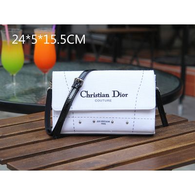 Christian Dior White Canvas Flap Satchel Clutch Bag Black Patent Leather Strap 