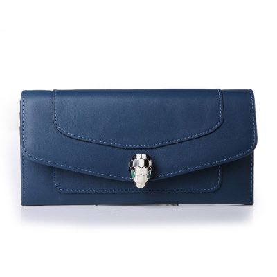 Top Selling Bag Bvlgari Serpenti Wallet An Internal Open Pocket Women's Calfskin Leather Blue