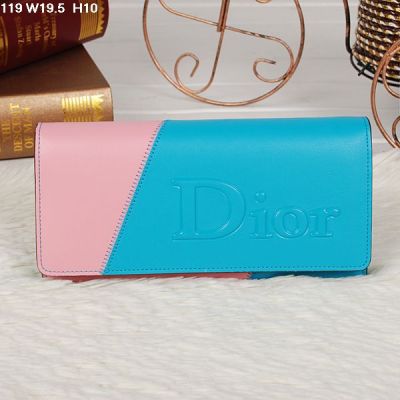 Women's Dior Colorful Flap High Quality Wallet Sky Blue & Pink In Paris 