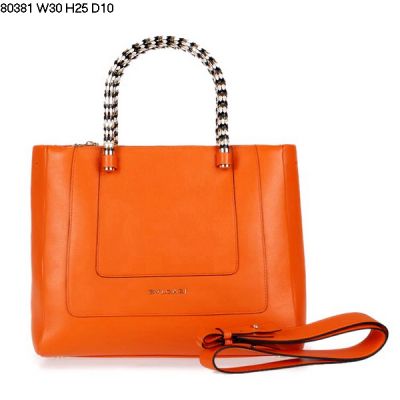 Fake Bag Bvlgari Serpenti Tote  Calfskin Leather Fashion Four Small Metal Buttons Women Orange