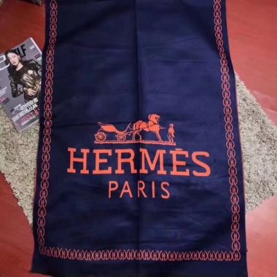 Hermes Blue & Orange Cashmere Scarves Wraps Signature Soft Street Fashion Sale Malaysia Price For Women