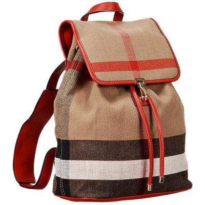 Women's Burberry Red Leather Straps Large Canvas Check Backpack Price & Reviews 