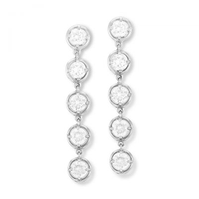 Van Cleef & Arpels Palmyre White Diamond High Jewelry Drop Earrings Four Seasons VCARO3R800